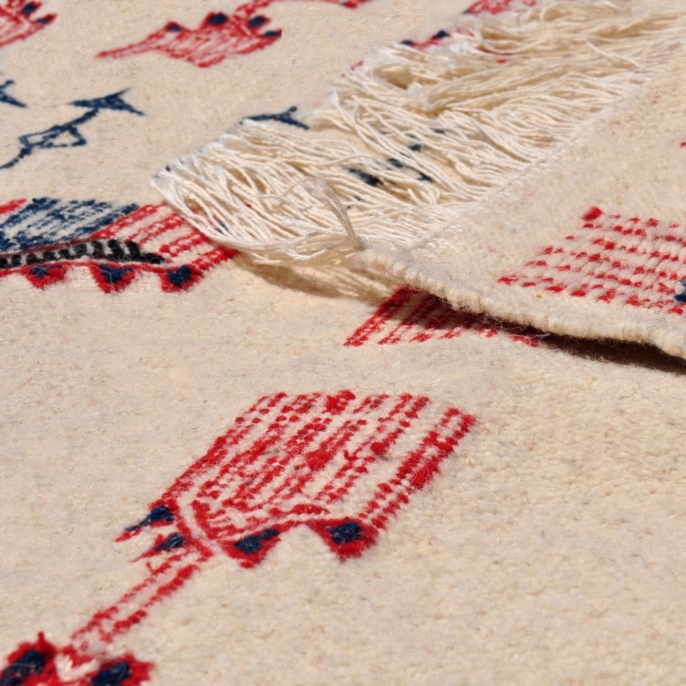 tappeto berbero Tappeto Kilim Joudi100x175 Grigio/Nero/Rosso (Fatto a mano, Lana) Tappeto kilim tunisino, in stile marocchino. T