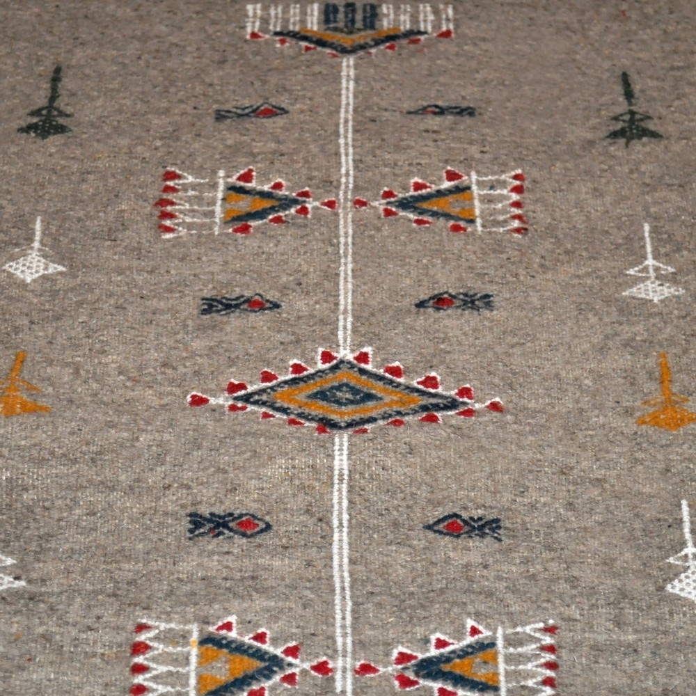 Tapete berbere Tapete Kilim Messadine 55x105 Cinza/Vermelho/Azul/Amarelo (Tecidos à mão, Lã) Tapete tunisiano kilim, estilo marr