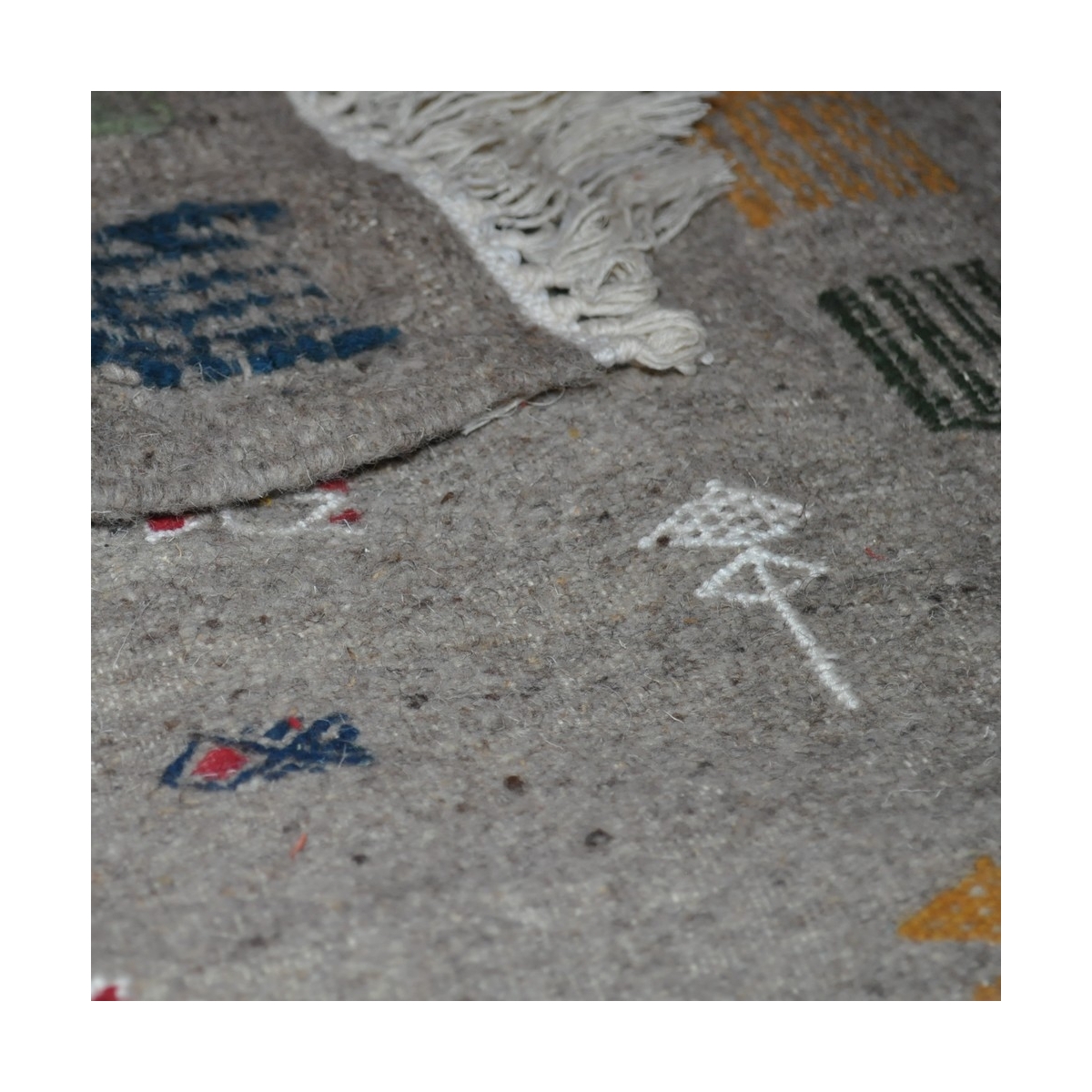Tapete berbere Tapete Kilim Messadine 55x105 Cinza/Vermelho/Azul/Amarelo (Tecidos à mão, Lã) Tapete tunisiano kilim, estilo marr