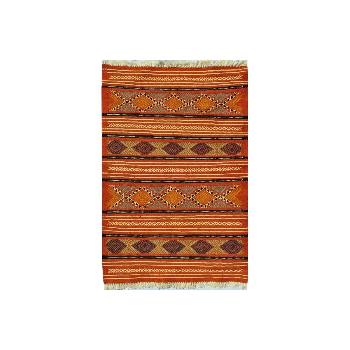 Tapis berbère Tapis Kilim Sayada 67x100 Multicolore (Tissé main, Laine, Tunisie) Tapis kilim tunisien style tapis marocain. Tapi