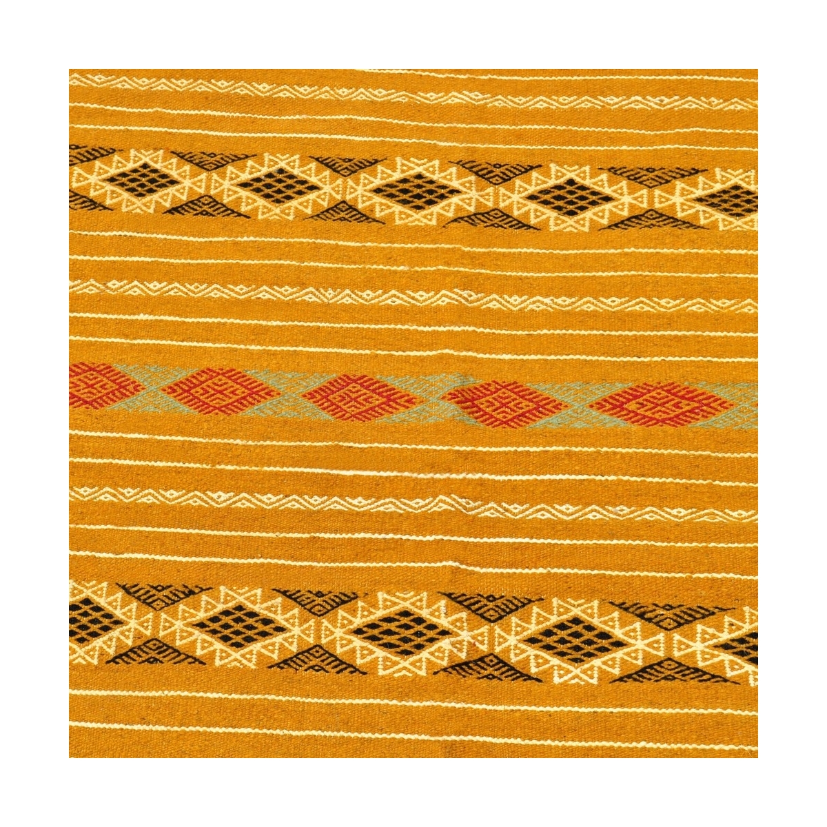 Tapis berbère Tapis Kilim Fahs 100x150 Jaune/blanc (Tissé main, Laine) Tapis kilim tunisien style tapis marocain. Tapis rectangu