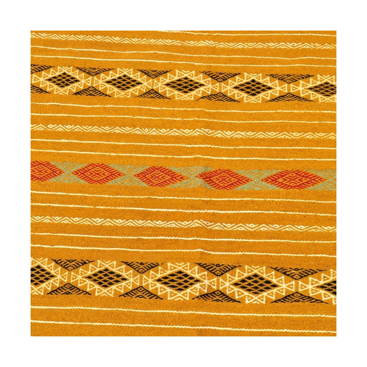 tappeto berbero Tappeto Kilim Fahs 100x150 Giallo/Bianco (Fatto a mano, Lana) Tappeto kilim tunisino, in stile marocchino. Tappe