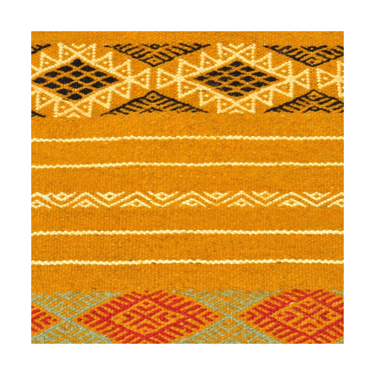 Berber tapijt Tapijt Kilim Fahs 100x150 Geel/Wit (Handgeweven, Wol, Tunesië) Tunesisch kilimdeken, Marokkaanse stijl. Rechthoeki