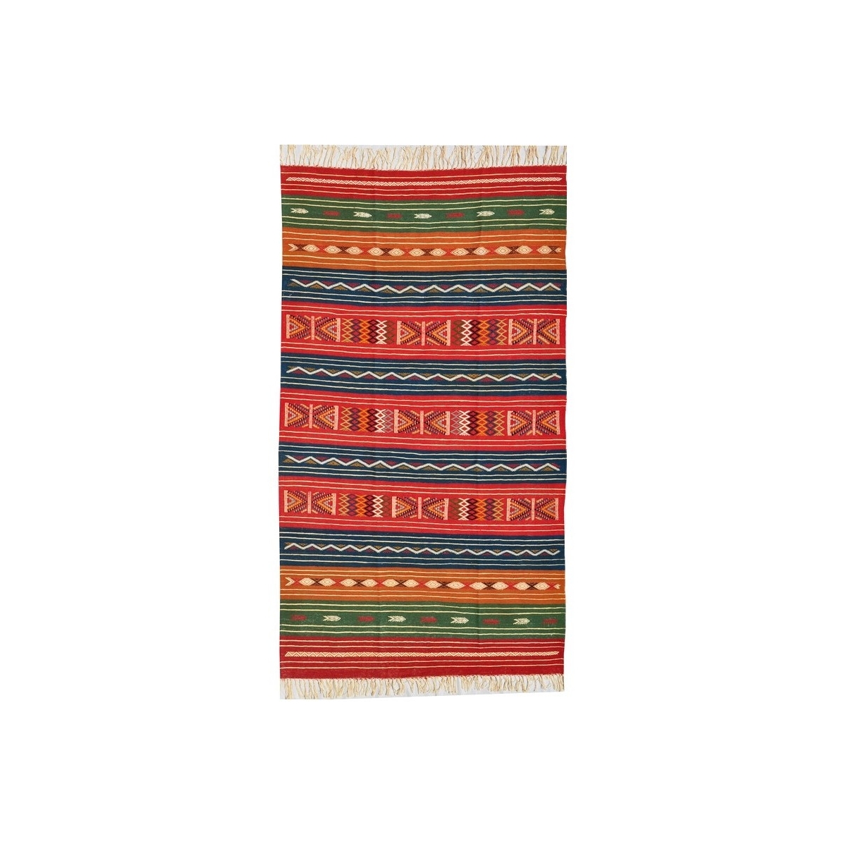 Tapete berbere Tapete Kilim Mateur 115x200 Multicor (Tecidos à mão, Lã) Tapete tunisiano kilim, estilo marroquino. Tapete retang