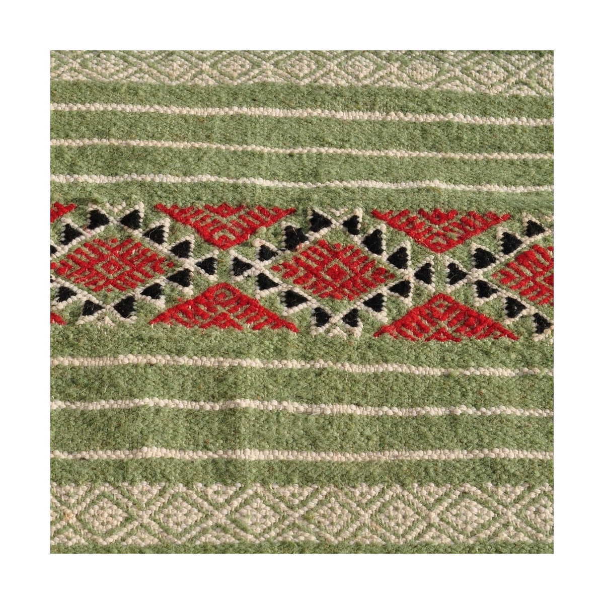 Berber carpet Rug Kilim Gammarth 120x200 Green (Handmade, Wool) Tunisian Rug Kilim style Moroccan rug. Rectangular carpet 100% w