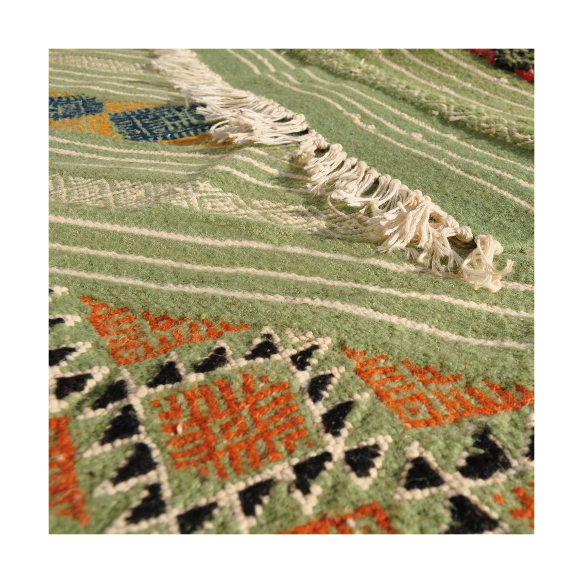Berber carpet Rug Kilim Gammarth 120x200 Green (Handmade, Wool) Tunisian Rug Kilim style Moroccan rug. Rectangular carpet 100% w
