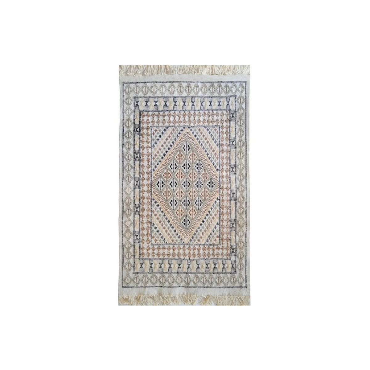 Berber tapijt Tapijt Margoum Khaznadar 115x195 Wit (Handgeweven, Wol, Tunesië) Tunesisch Margoum Tapijt uit de stad Kairouan. Re