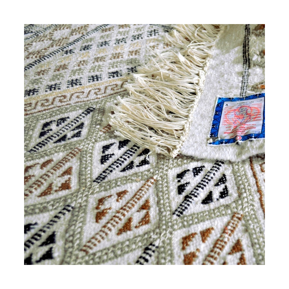 Berber tapijt Tapijt Margoum Khaznadar 115x195 Wit (Handgeweven, Wol, Tunesië) Tunesisch Margoum Tapijt uit de stad Kairouan. Re