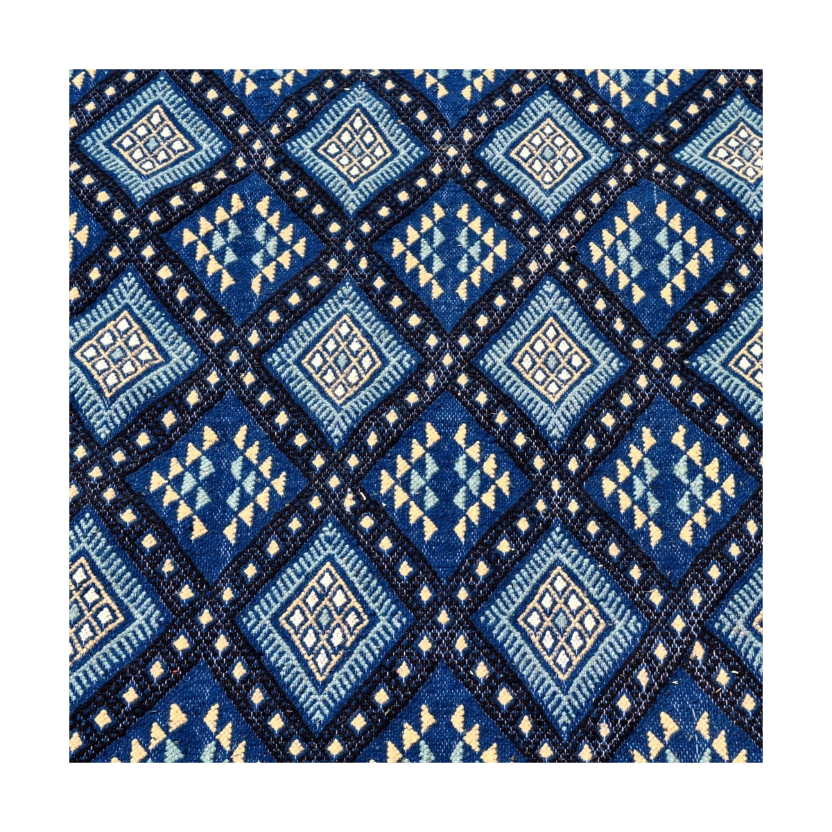tappeto berbero Tappeto Margoum Zriba 120x200 Blu/Bianco (Fatto a mano, Lana, Tunisia) Tappeto margoum tunisino della città di K