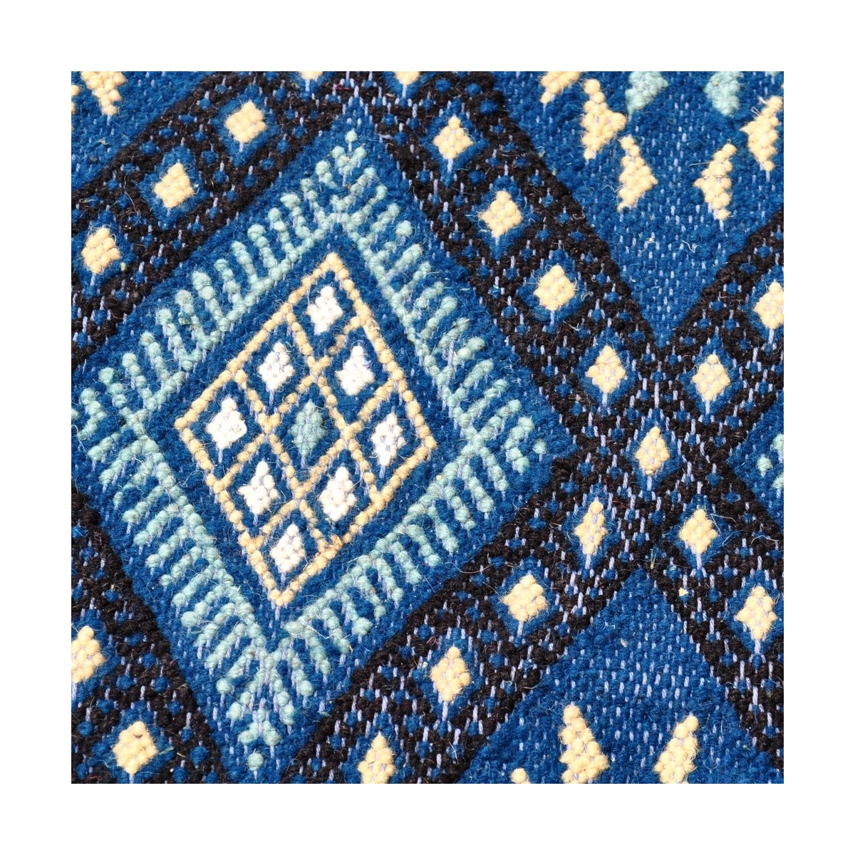 tappeto berbero Tappeto Margoum Zriba 120x200 Blu/Bianco (Fatto a mano, Lana, Tunisia) Tappeto margoum tunisino della città di K