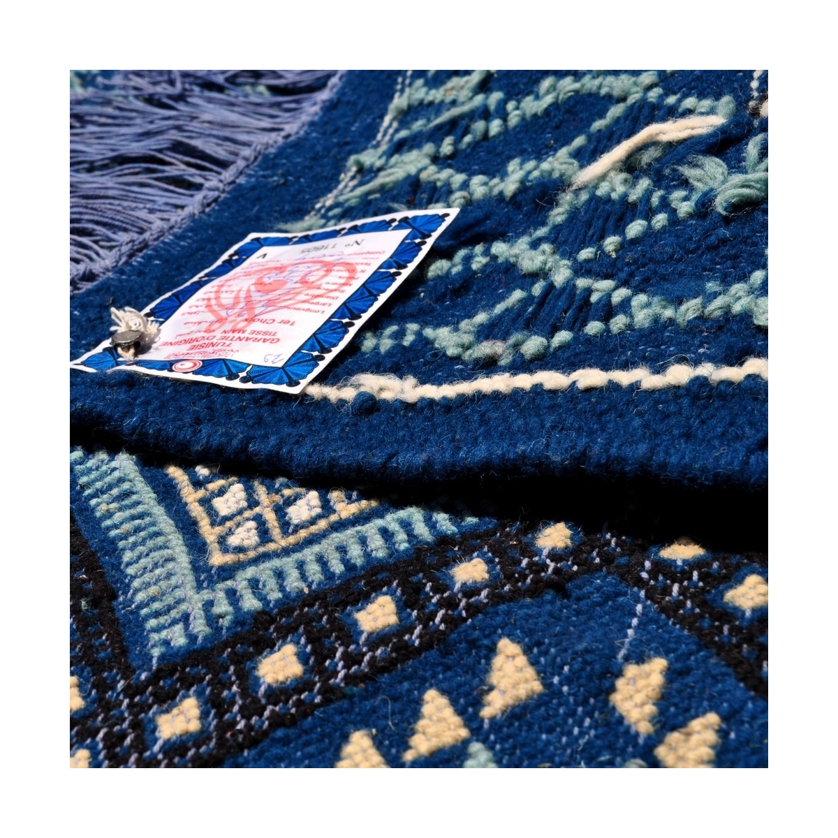 Berber tapijt Tapijt Margoum Zriba 120x200 Blauw/Wit (Handgeweven, Wol, Tunesië) Tunesisch Margoum Tapijt uit de stad Kairouan. 