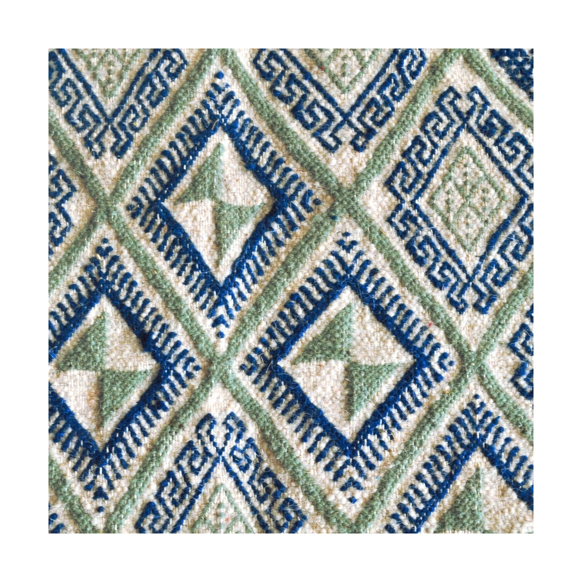 tappeto berbero Grande Tappeto Margoum Zembretta 115x200 Blu/Bianco (Fatto a mano, Lana, Tunisia) Tappeto margoum tunisino della