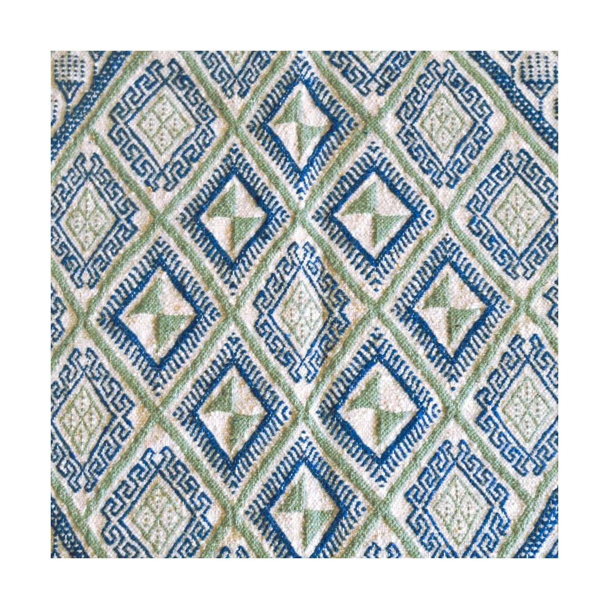 Berber carpet Large Rug Margoum Zembretta 115x200 Blue/White (Handmade, Wool, Tunisia) 