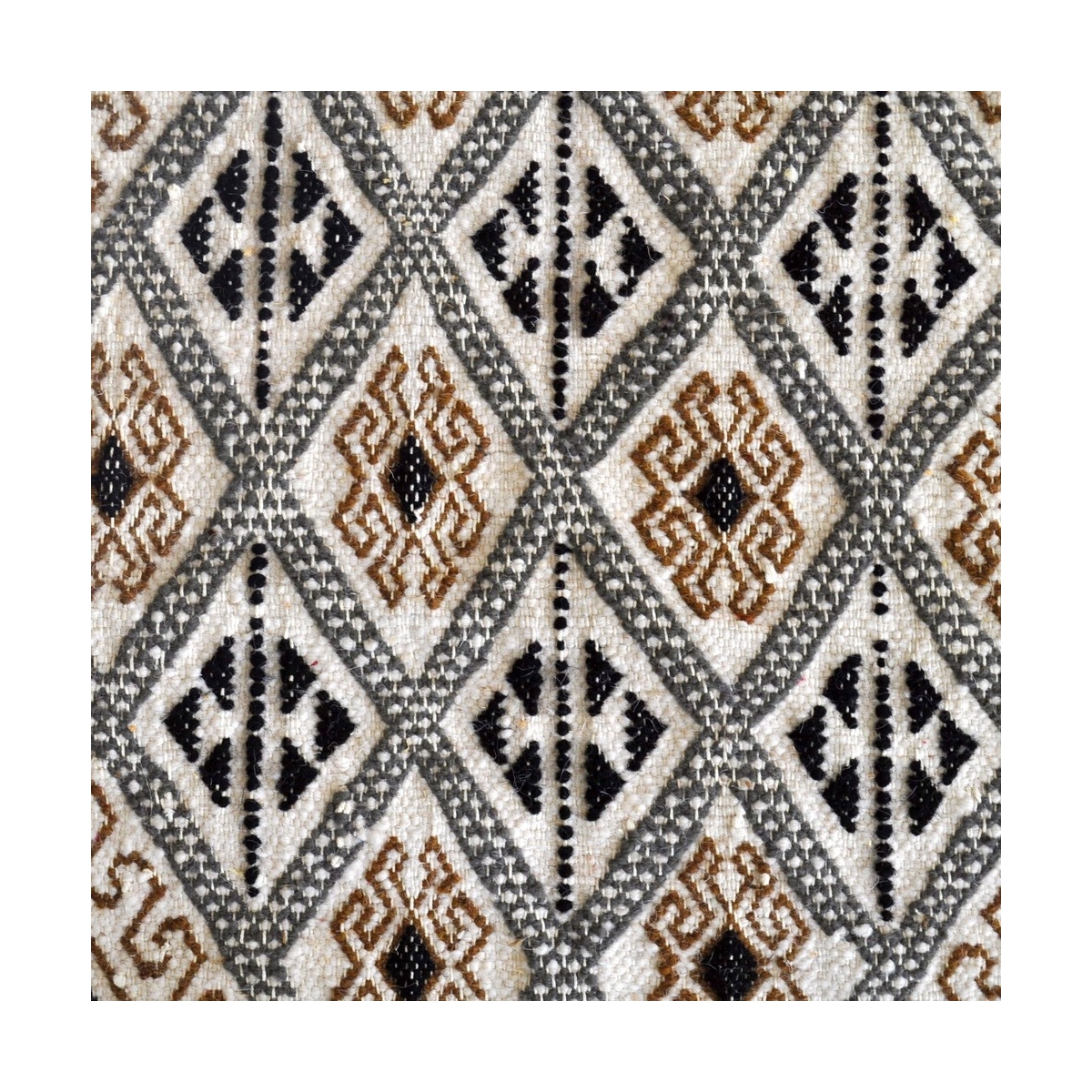 Berber Teppich Teppich Margoum Mellita115x180 Weiß (Handgefertigt, Wolle, Tunesien) Tunesischer Margoum-Teppich aus der Stadt Ka