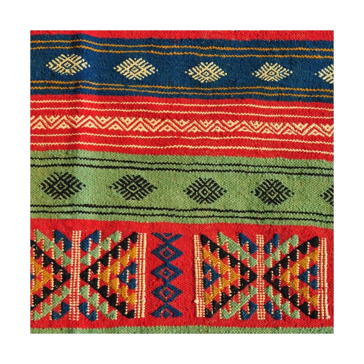 Tapete berbere Tapete Kilim Babjdid 140x250 Amarelo/Multicor (Tecidos à mão, Lã) Tapete tunisiano kilim, estilo marroquino. Tape