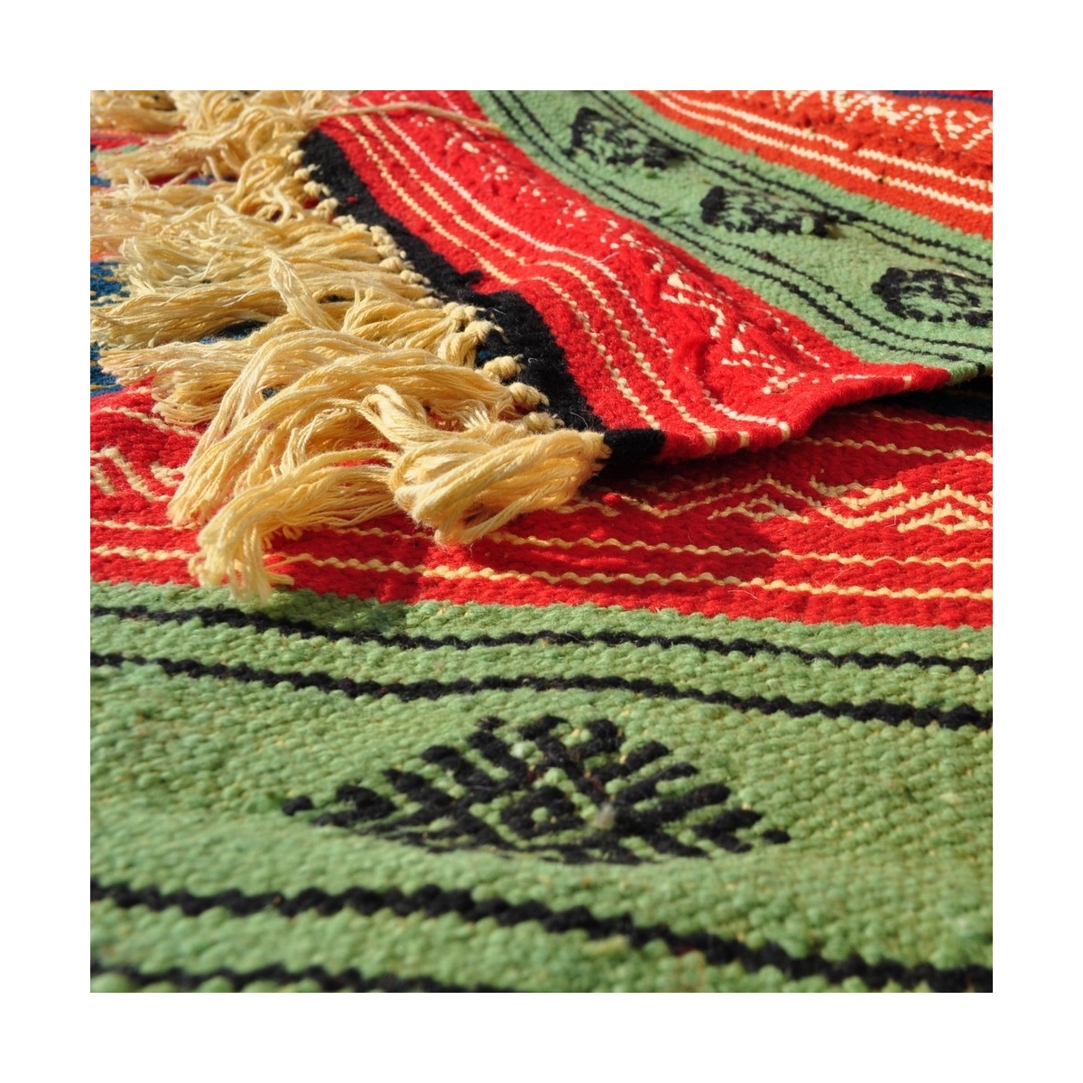 Tapis berbère Tapis Kilim Babjdid 140x250 Jaune/Multicolore (Tissé main, Laine) Tapis kilim tunisien style tapis marocain. Tapis