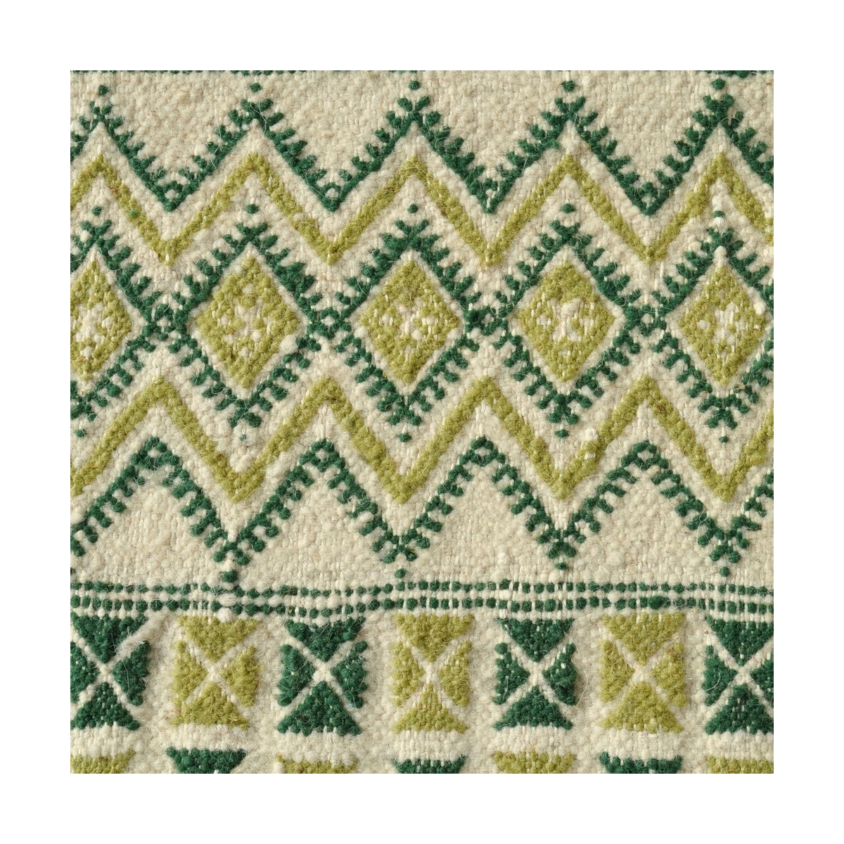 Alfombra bereber Alfombra grande Margoum Nebtaa 160x245 Blanco/Verde (Hecho a mano, Lana, Túnez) Alfombra margoum tunecina de la