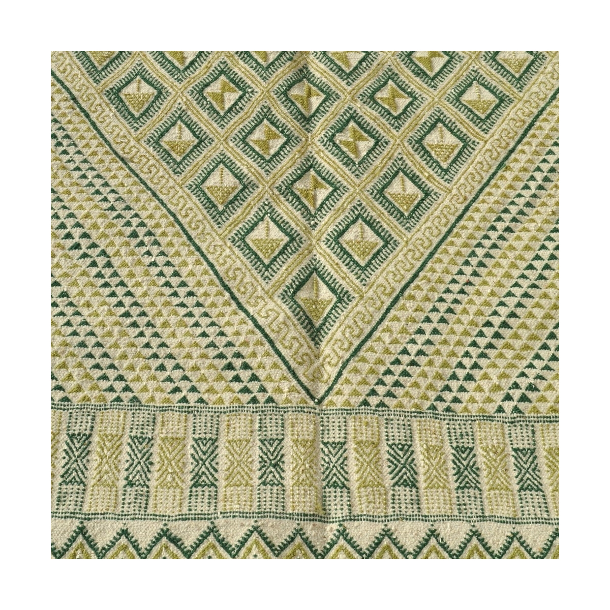 tappeto berbero Grande Tappeto Margoum Nebtaa 160x245 Bianco/verde (Fatto a mano, Lana, Tunisia) Tappeto margoum tunisino della 