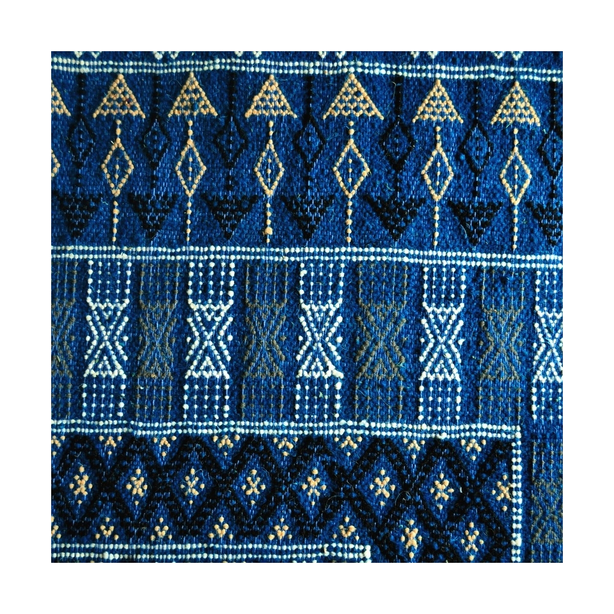 Alfombra bereber Alfombra grande Margoum Memi 155x260 165x240 Azul (Hecho a mano, Lana, Túnez) Alfombra margoum tunecina de la c