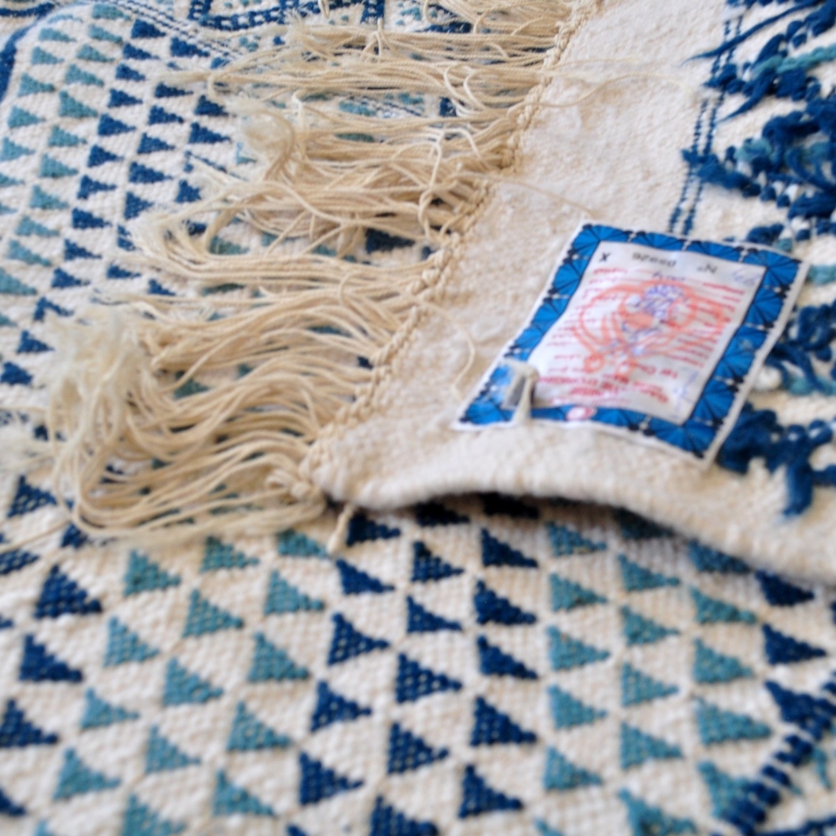 Berber tapijt Groot Tapijt Margoum Al Kasaba 170x240 Blauw/Wit (Handgeweven, Wol, Tunesië) Tunesisch Margoum Tapijt uit de stad 