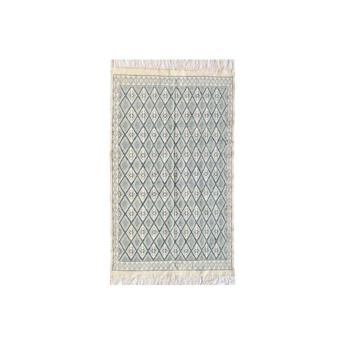 Alfombra bereber Alfombra grande Margoum Thyna 196x314 Azul/Blanco (Hecho a mano, Lana, Túnez) Alfombra margoum tunecina de la c