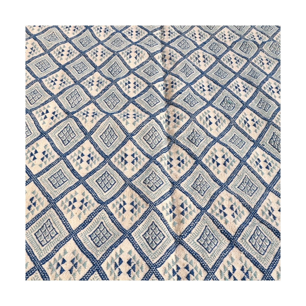 tappeto berbero Grande Tappeto Margoum Thyna 196x314 Blu/Bianco (Fatto a mano, Lana, Tunisia) Tappeto margoum tunisino della cit