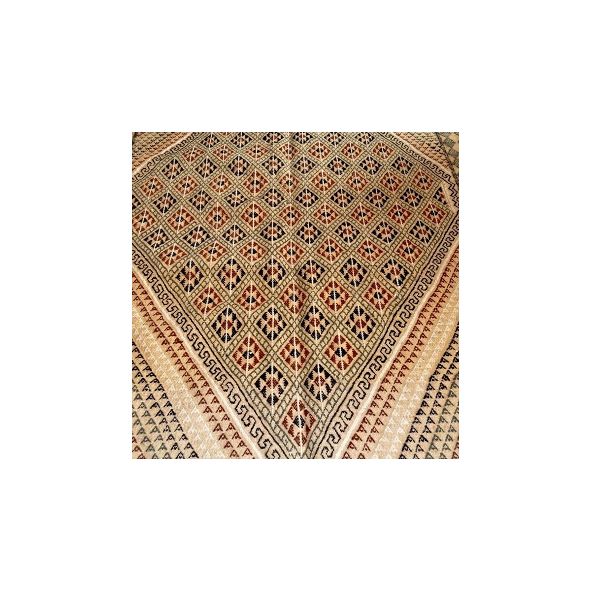 Alfombra bereber Alfombra grande Margoum Ledna 200x310 Beige (Hecho a mano, Lana) Alfombra margoum tunecina de la ciudad de Kair