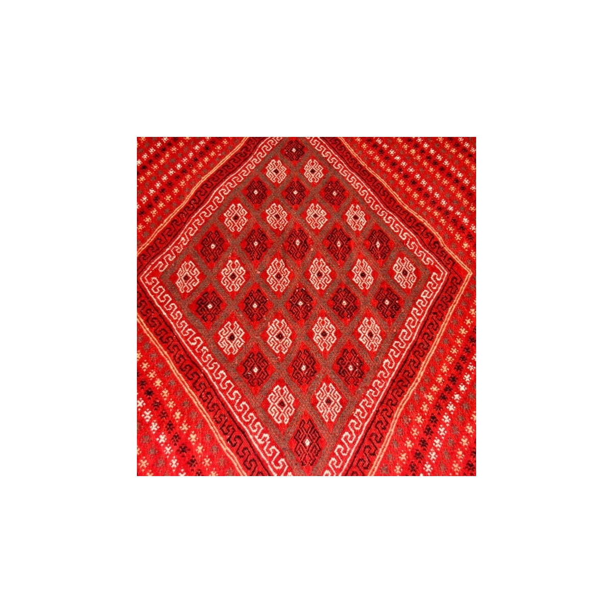 Alfombra bereber Alfombra grande Margoum Haouaria 205x290 Rojo (Hecho a mano, Lana, Túnez) Alfombra margoum tunecina de la ciuda