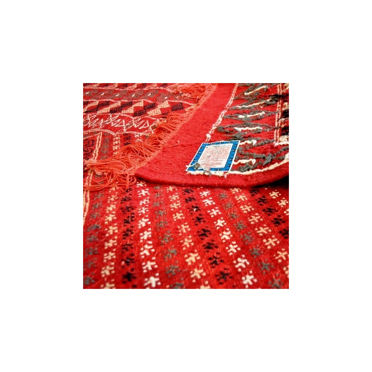 Alfombra bereber Alfombra grande Margoum Haouaria 205x290 Rojo (Hecho a mano, Lana, Túnez) Alfombra margoum tunecina de la ciuda