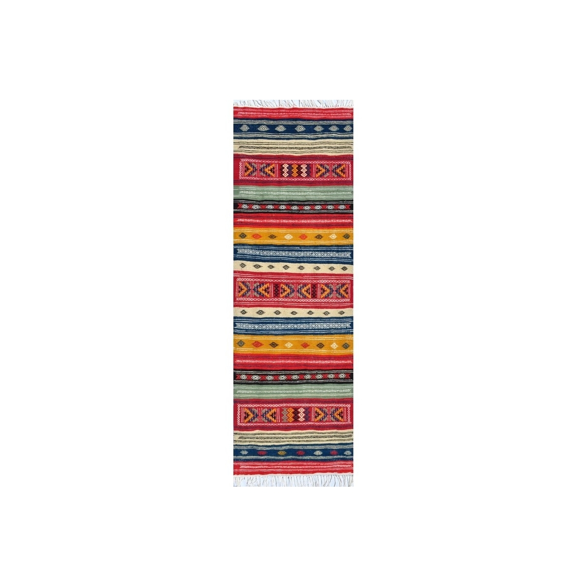 Alfombra bereber Alfombra Kilim largo Rouhia 70x200 Multicolor (Hecho a mano, Lana) Alfombra kilim tunecina, estilo marroquí. Al