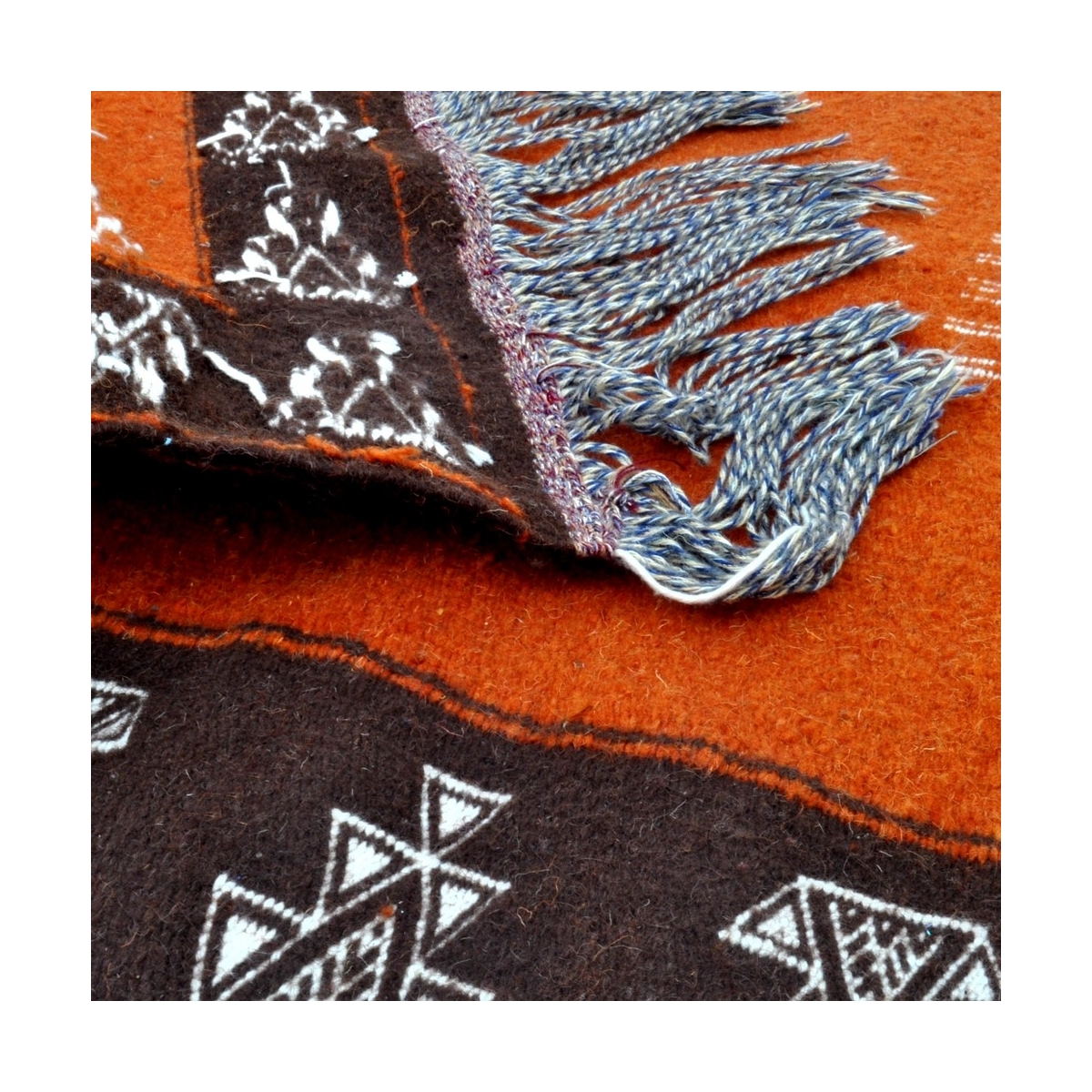 Alfombra bereber Alfombra Kilim Bouzid 95x170 Naranja/Negro (Hecho a mano, Lana, Túnez) Alfombra kilim tunecina, estilo marroquí