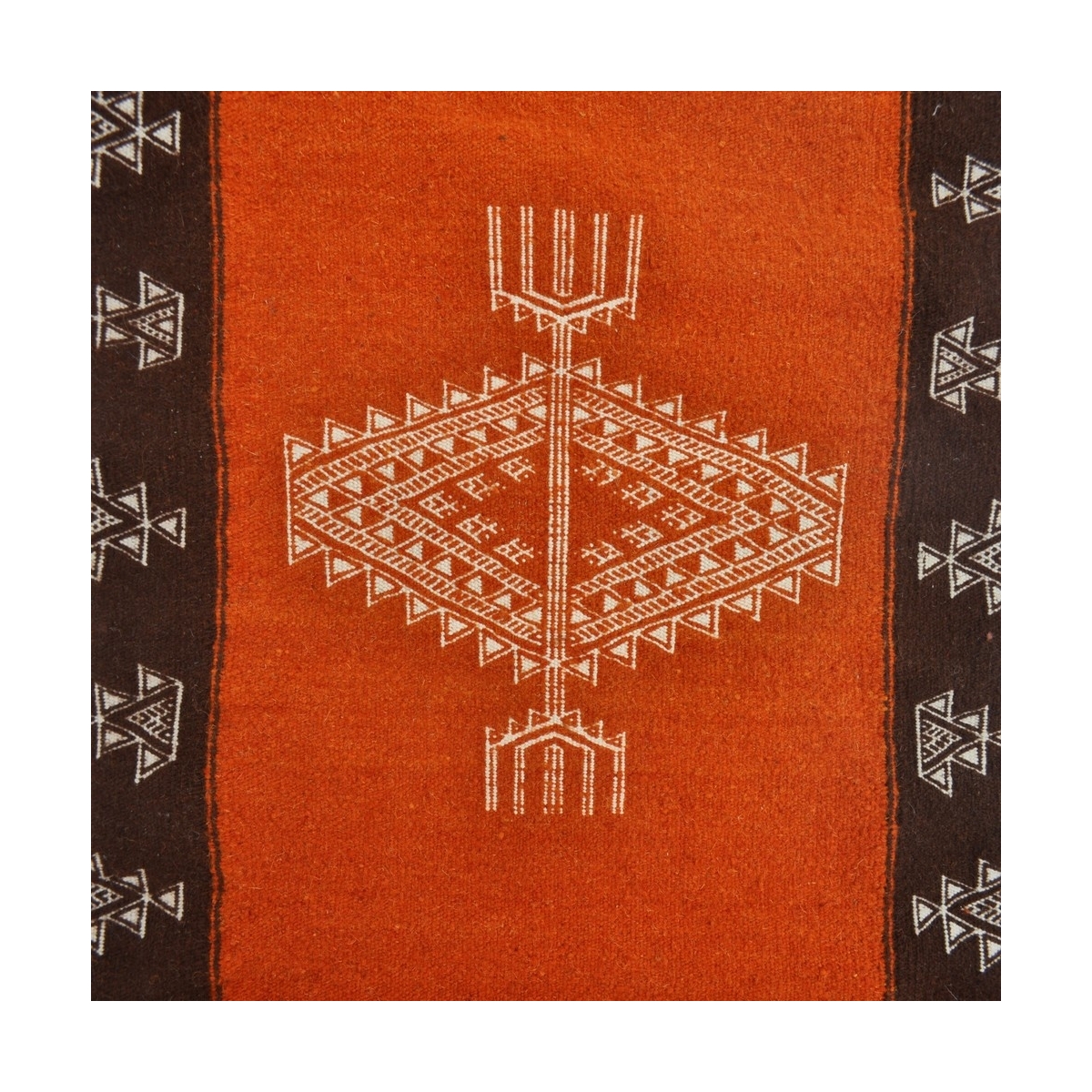 Alfombra bereber Alfombra Kilim Bouzid 95x170 Naranja/Negro (Hecho a mano, Lana, Túnez) Alfombra kilim tunecina, estilo marroquí