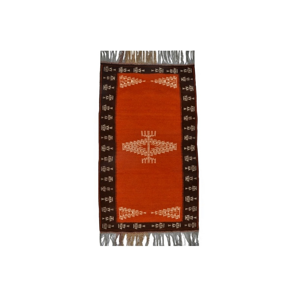 tappeto berbero Tappeto Kilim Bouzid 95x170 Arancione/Nero (Fatto a mano, Lana, Tunisia) Tappeto kilim tunisino, in stile marocc