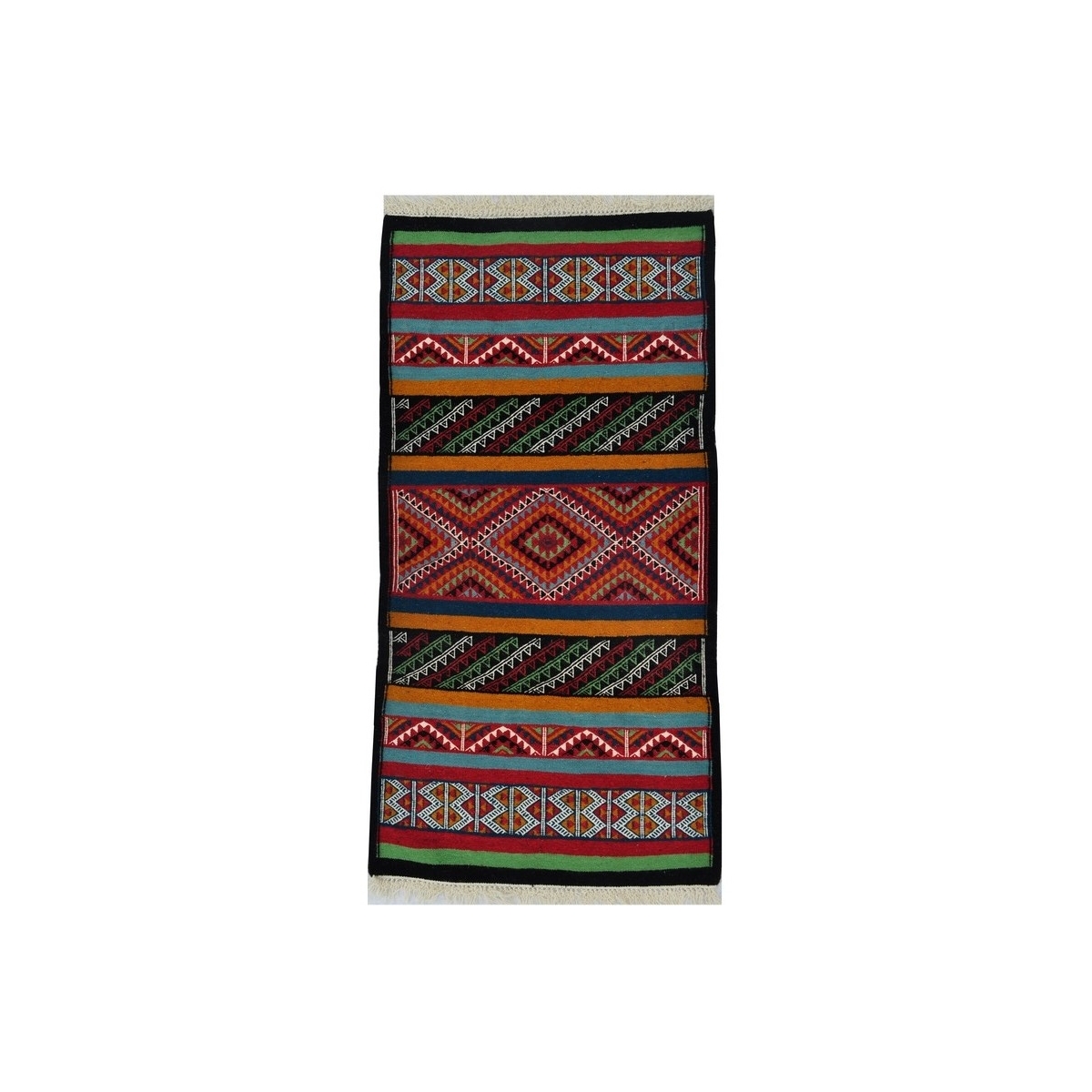 tappeto berbero Tappeto Kilim Kef 60x110 Multicolore (Fatto a mano, Lana) Tappeto kilim tunisino, in stile marocchino. Tappeto r