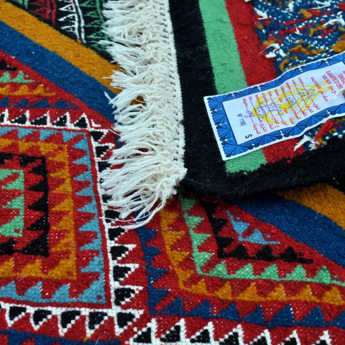 Berber carpet Rug Kilim Kef 60x110 Multicolour (Handmade, Wool) Tunisian Rug Kilim style Moroccan rug. Rectangular carpet 100% w