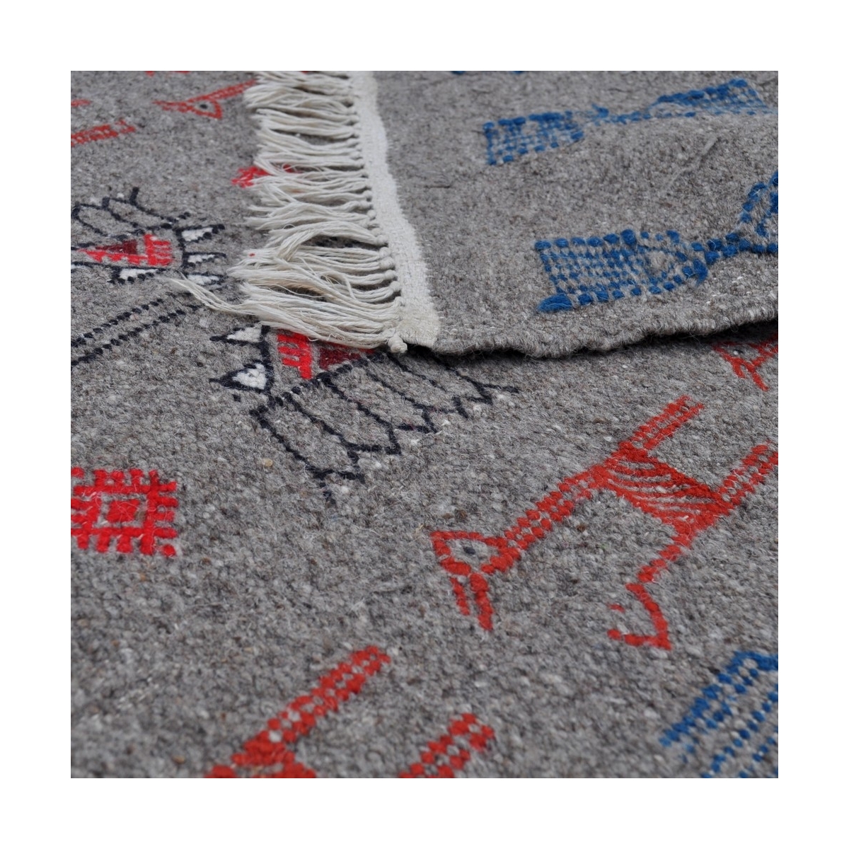 Berber tapijt Tapijt Kilim lang Marwen 65x230 Blauw (Handgeweven, Wol, Tunesië) Tunesisch kilimdeken, Marokkaanse stijl. Rechtho