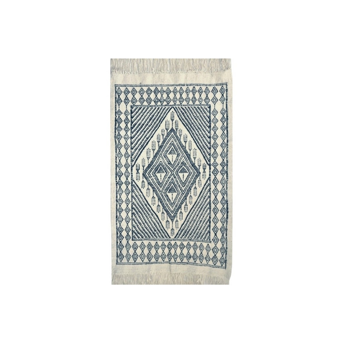 Berber carpet Large Rug Margoum Mouaadh 70x100 Blue/White (Handmade, Wool, Tunisia) 