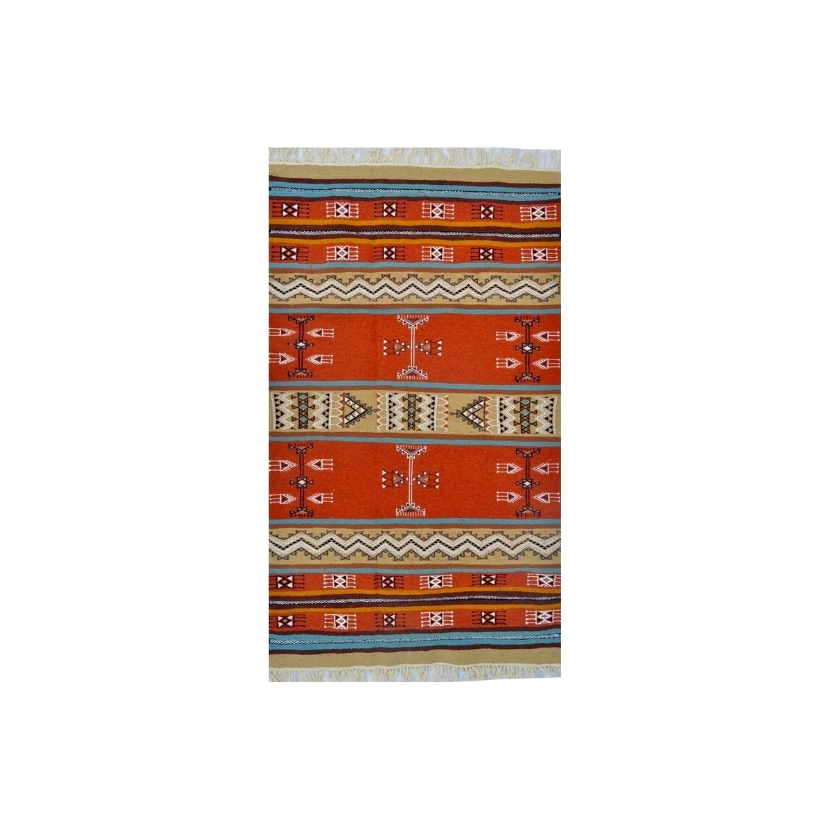 tappeto berbero Tappeto Kilim Othman 110x180 Giallo/Multicolore (Fatto a mano, Lana) Tappeto kilim tunisino, in stile marocchino