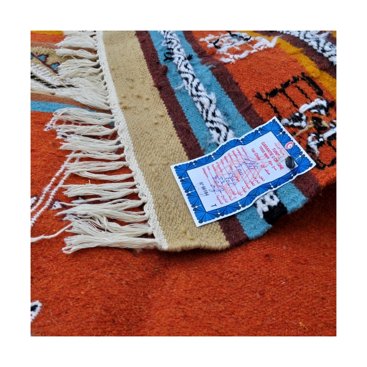 tappeto berbero Tappeto Kilim Othman 110x180 Giallo/Multicolore (Fatto a mano, Lana) Tappeto kilim tunisino, in stile marocchino