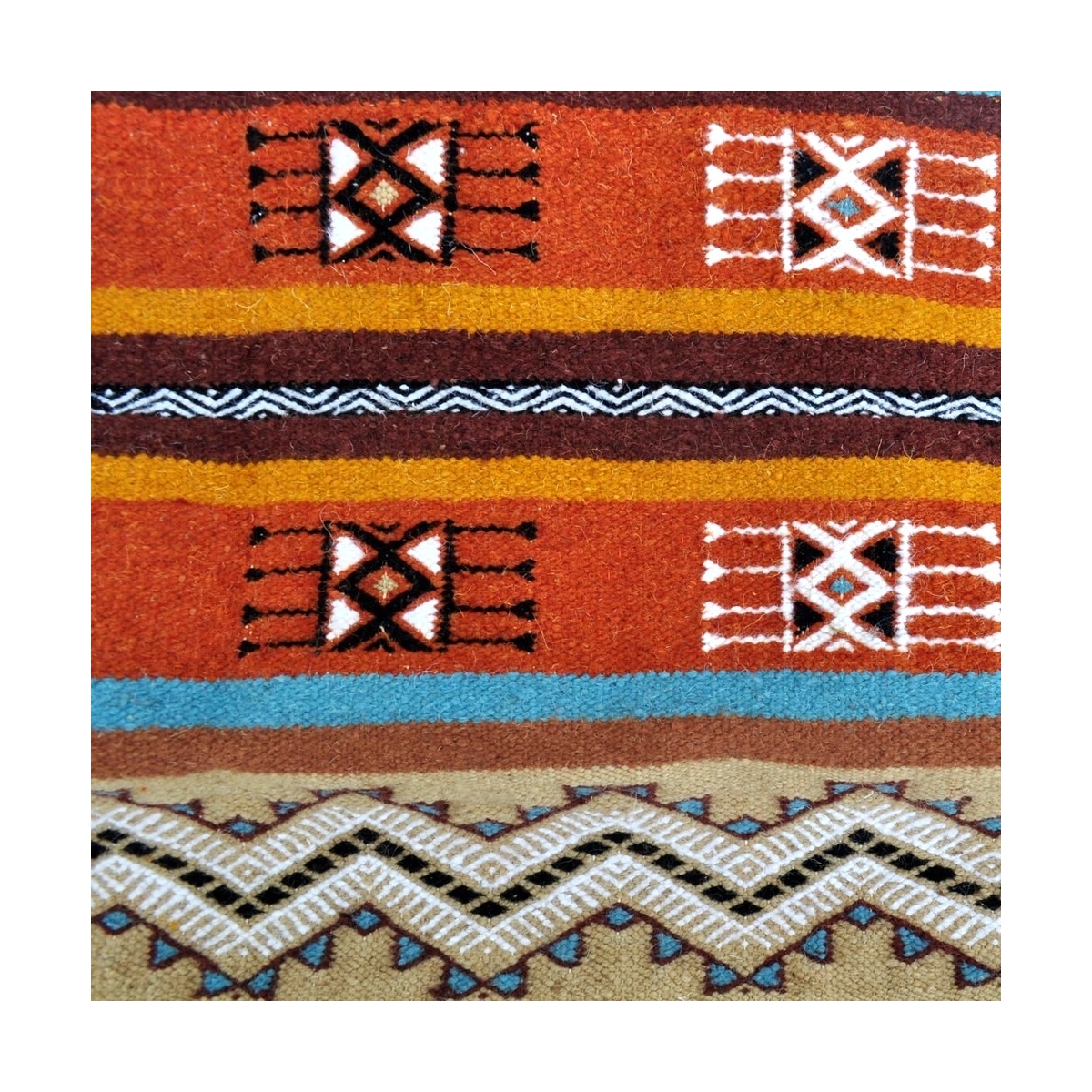 tappeto berbero Tappeto Kilim Othman 110x180 Giallo/Multicolore (Fatto a mano, Lana) Tappeto kilim tunisino, in stile marocchino
