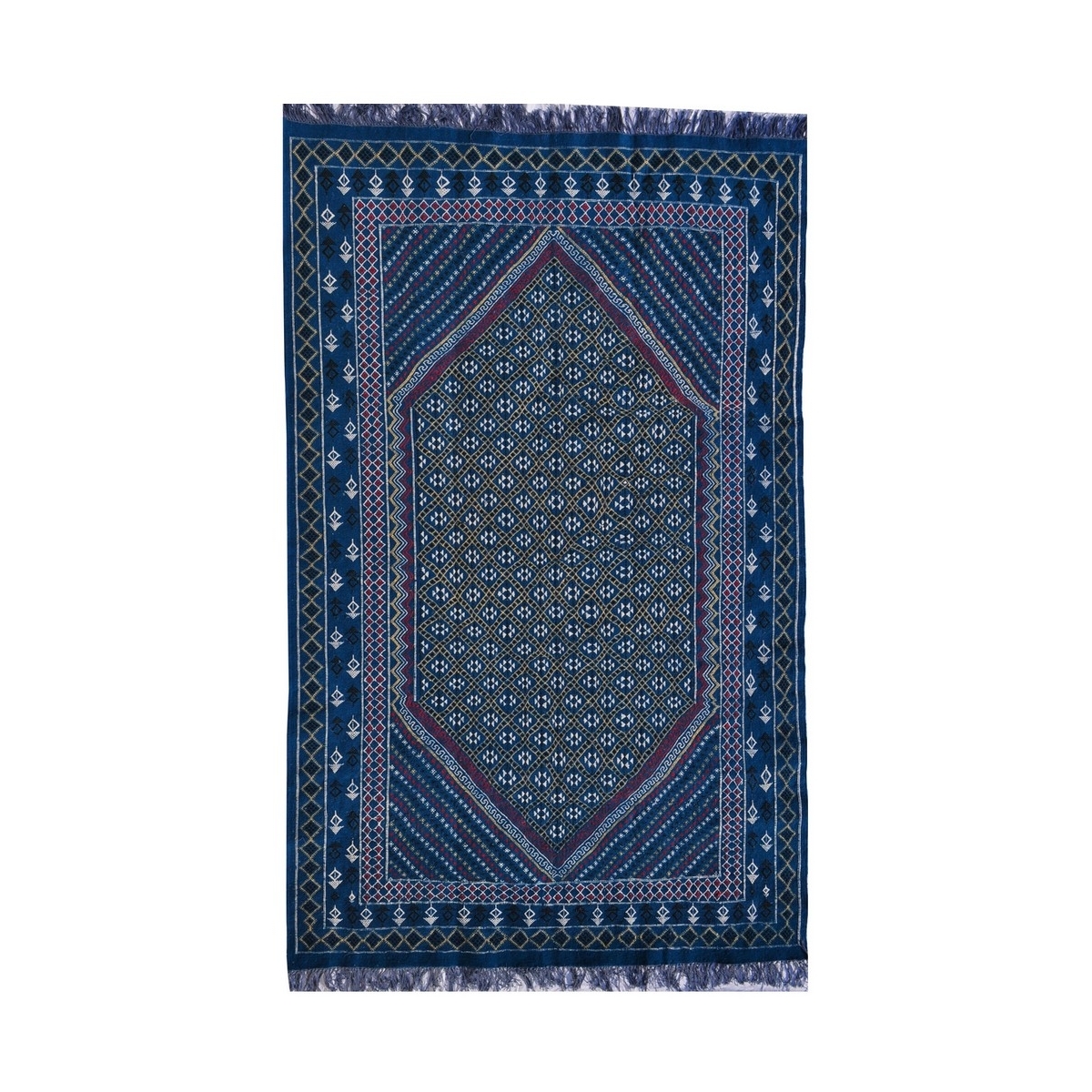 Alfombra bereber Alfombra grande Margoum Rehan 200x300 Azul (Hecho a mano, Lana, Túnez) Alfombra margoum tunecina de la ciudad d