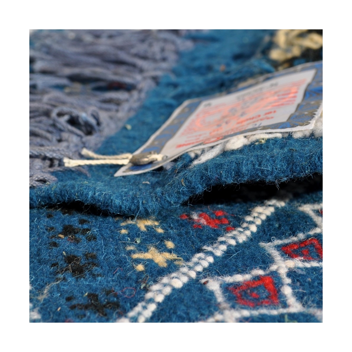 Alfombra bereber Alfombra grande Margoum Rehan 200x300 Azul (Hecho a mano, Lana, Túnez) Alfombra margoum tunecina de la ciudad d