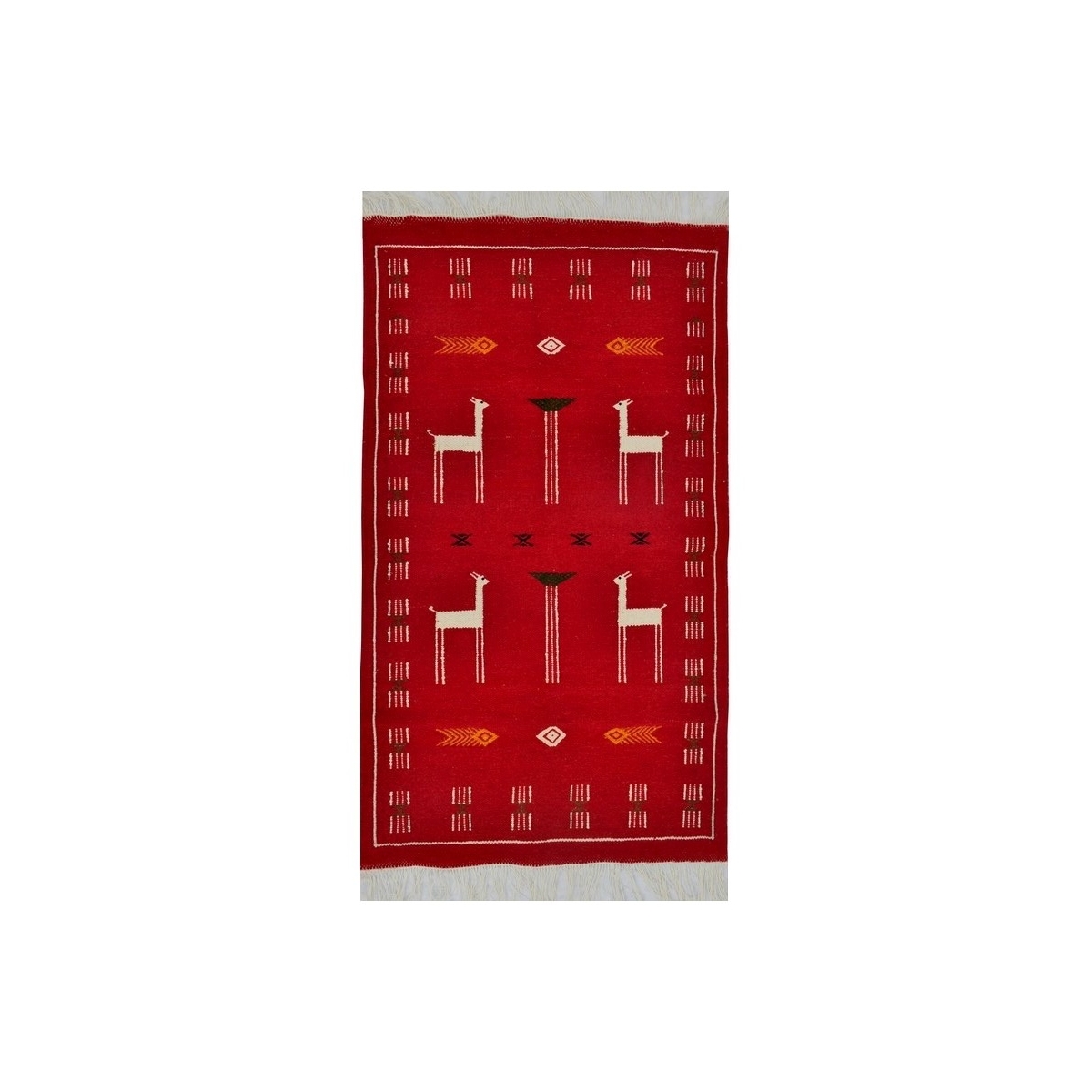 Tapete berbere Tapete Kilim Tabarka 60x100 Vermelho/Azul (Tecidos à mão, Lã, Tunísia) Tapete tunisiano kilim, estilo marroquino.