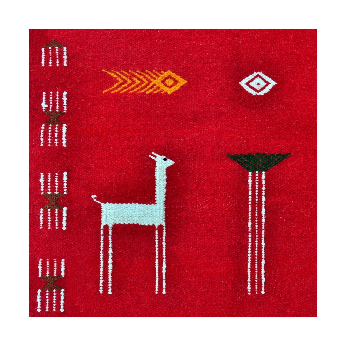 Tapete berbere Tapete Kilim Tabarka 60x100 Vermelho/Azul (Tecidos à mão, Lã, Tunísia) Tapete tunisiano kilim, estilo marroquino.