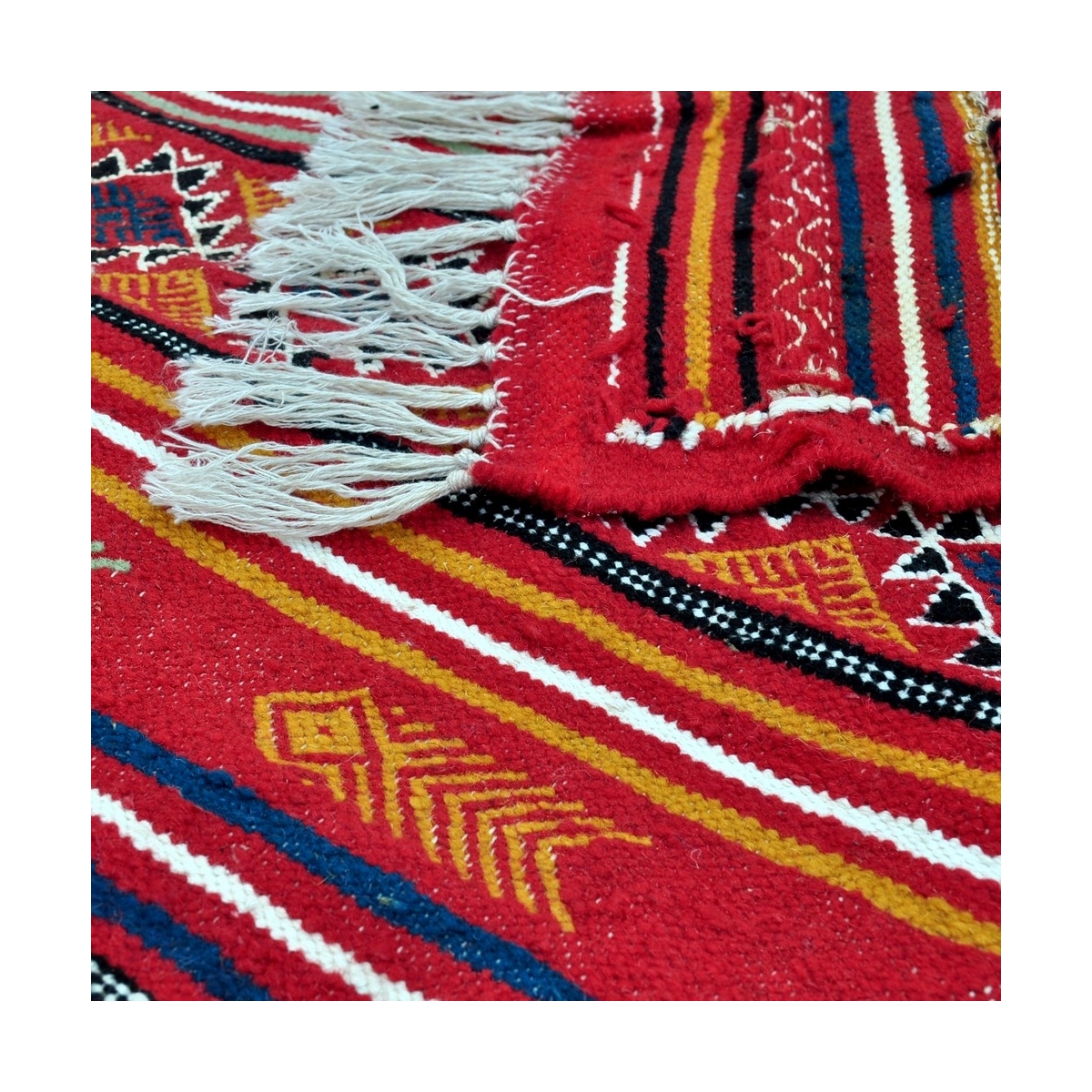 Tapete berbere Tapete Kilim longo Tataouine 65x205 Vermelho (Tecidos à mão, Lã, Tunísia) Tapete tunisiano kilim, estilo marroqui