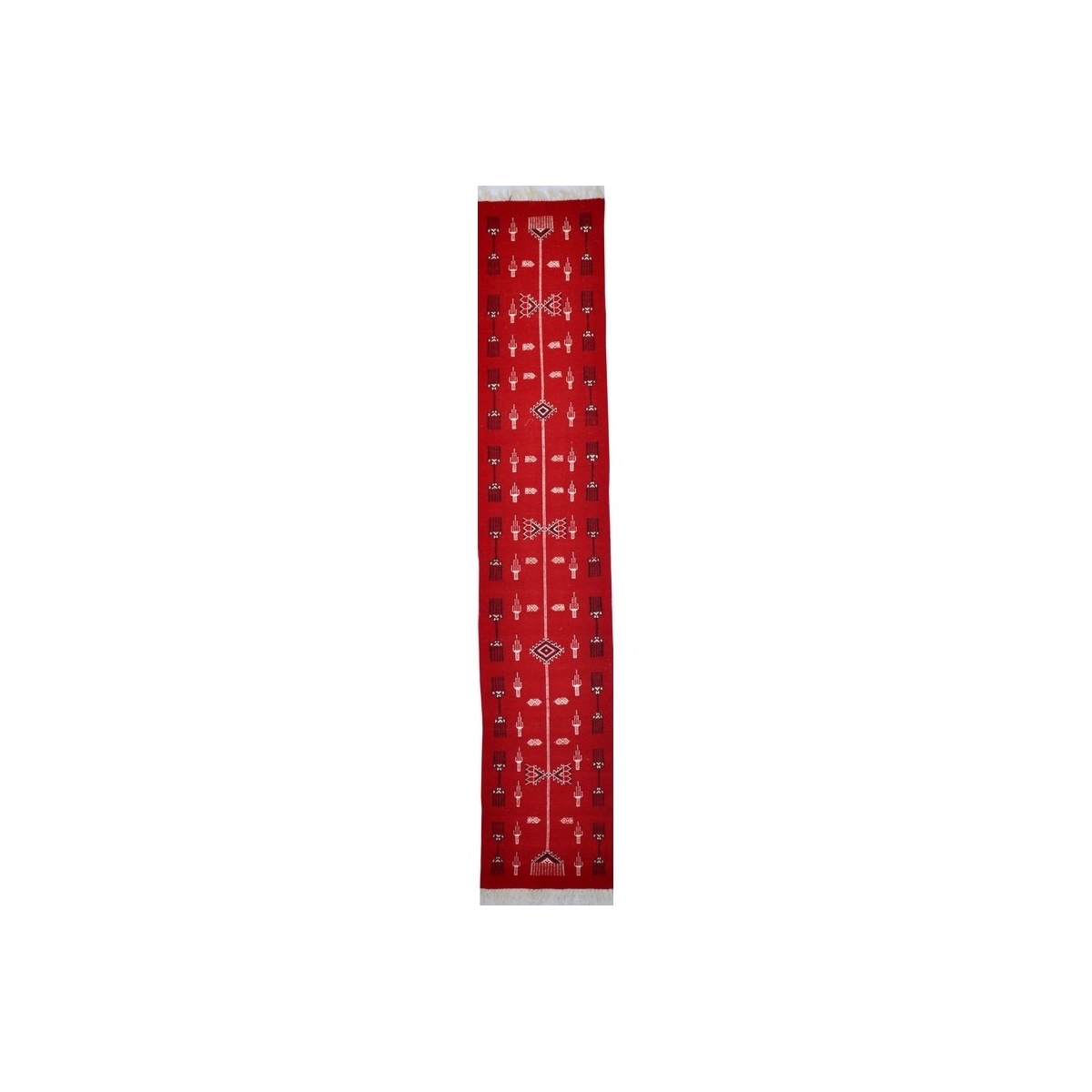 Berber Teppich Teppich Kelim lang Tbolba 65x290 Rot (Handgewebt, Wolle, Tunesien) Tunesischer Kelim-Teppich im marokkanischen St