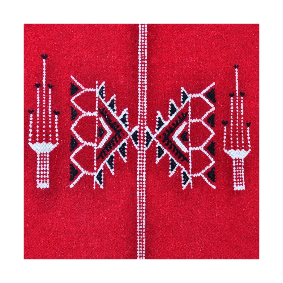 Tapis berbère Tapis Kilim long Tbolba 65x290 Rouge (Tissé main, Laine, Tunisie) Tapis kilim tunisien style tapis marocain. Tapis
