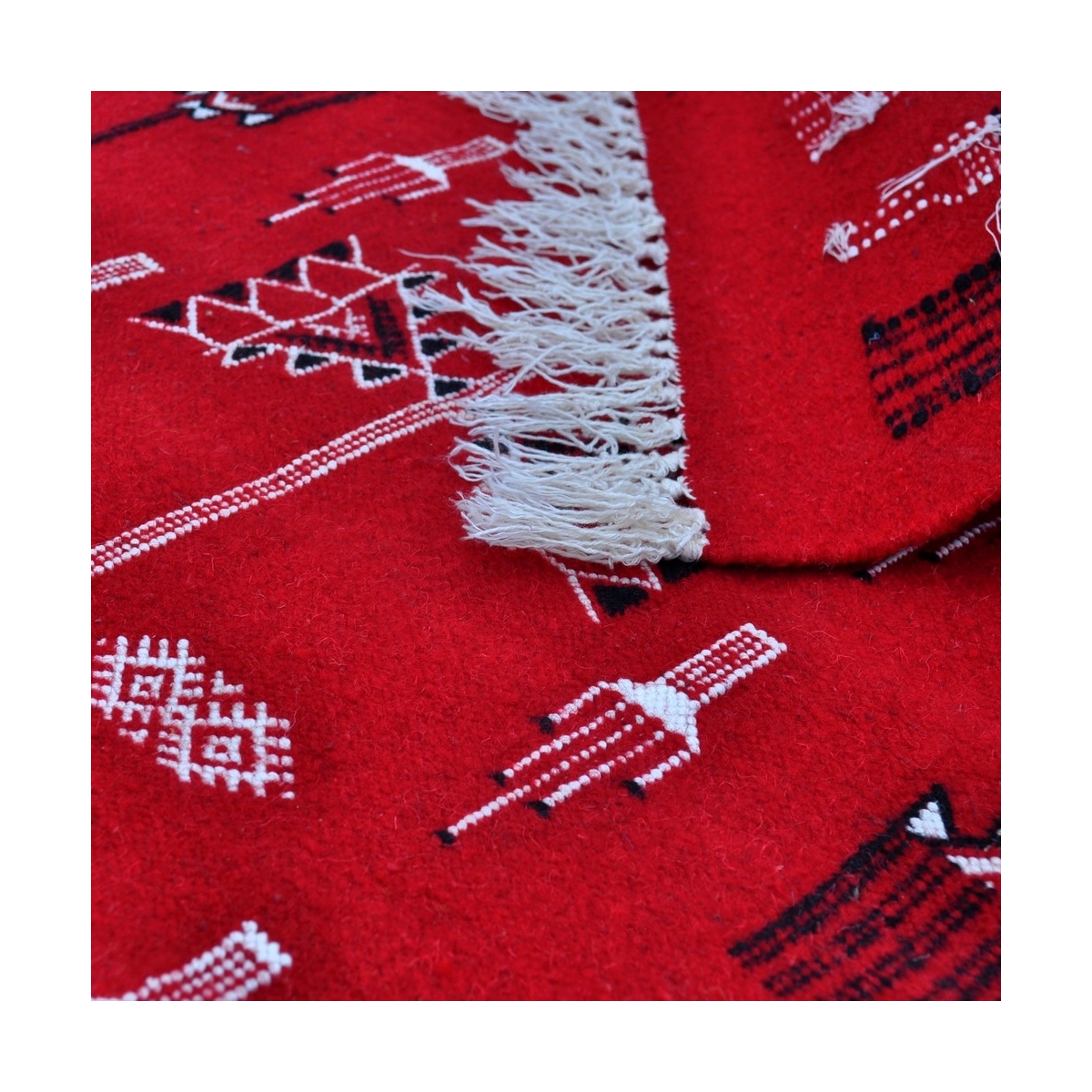 Berber Teppich Teppich Kelim lang Tbolba 65x290 Rot (Handgewebt, Wolle, Tunesien) Tunesischer Kelim-Teppich im marokkanischen St