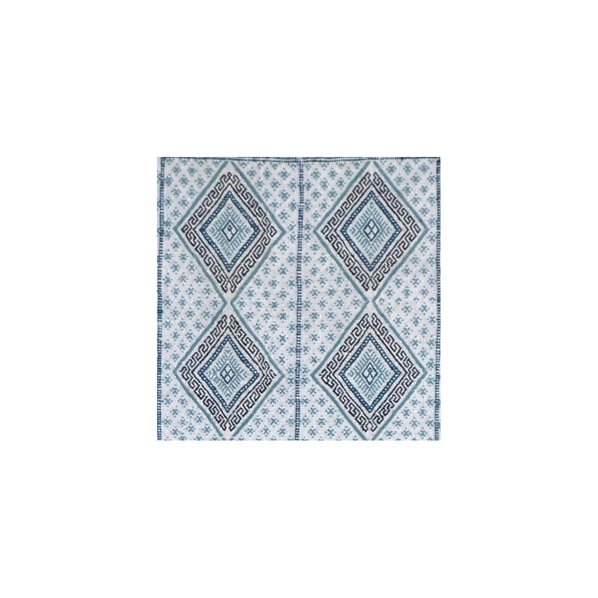 Alfombra bereber Alfombra grande Margoum Yasmina 75x300 Azul/Blanco (Hecho a mano, Lana, Túnez) Alfombra margoum tunecina de la 