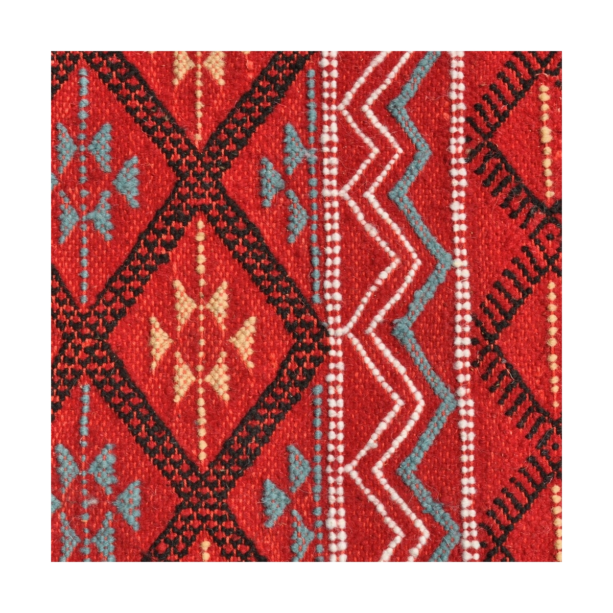 Berber Teppich Großer Teppich Margoum Sarab 200x290 Rot (Handgefertigt, Wolle, Tunesien) Tunesischer Margoum-Teppich aus der Sta